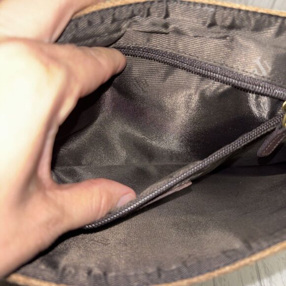 Womens Lauren By Ralph Lauren Vintage Leather Wool Messenger Bag - Picture 8 of 10